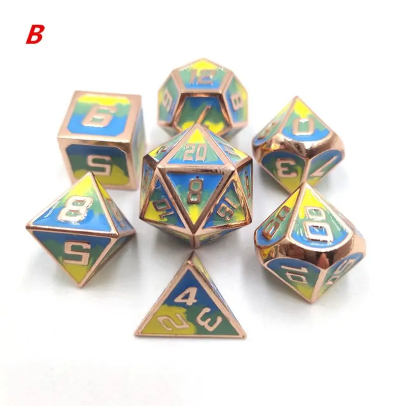 

Metal Dice Set DND Board Game 7pcs Polyhedral Dice for RPG Role Playing Game K1KD