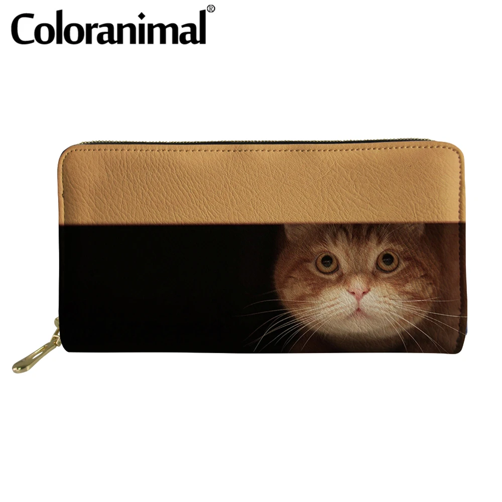 Женские кошельки и бумажники с принтом в виде милых кошек собак Coloranimal