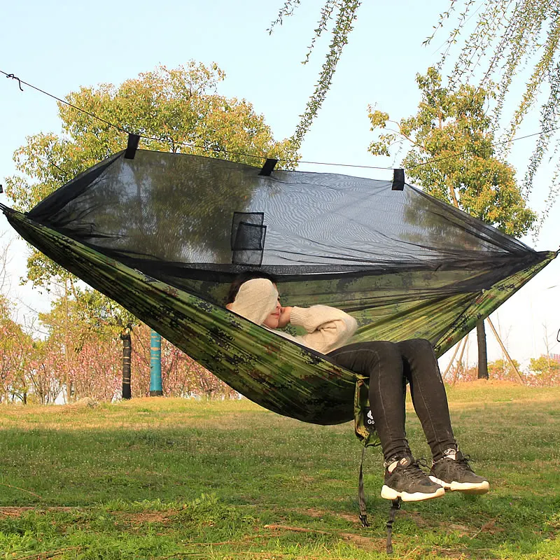 

Hammock Parachute Anti-Mosquito Camouflage Camping Swing Nylon Cloth Sleep In Summer -210T