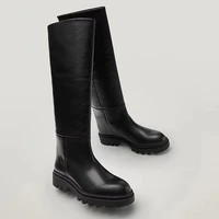 maxdutti shoe woman botas mujer simple winter high boots women england office lady fashion genuine leather knee high bootmodern