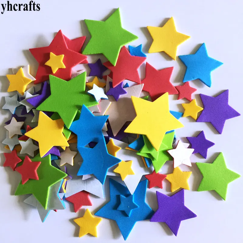 100PCS star 1 пакет/Партия. Наклейки из пены для животных, животноводства, фермы, детского сада, поделки, элементы деятельности, детская комната, орнамент, животные, самообучающиеся, Необычные - Цвет: 100PCS star