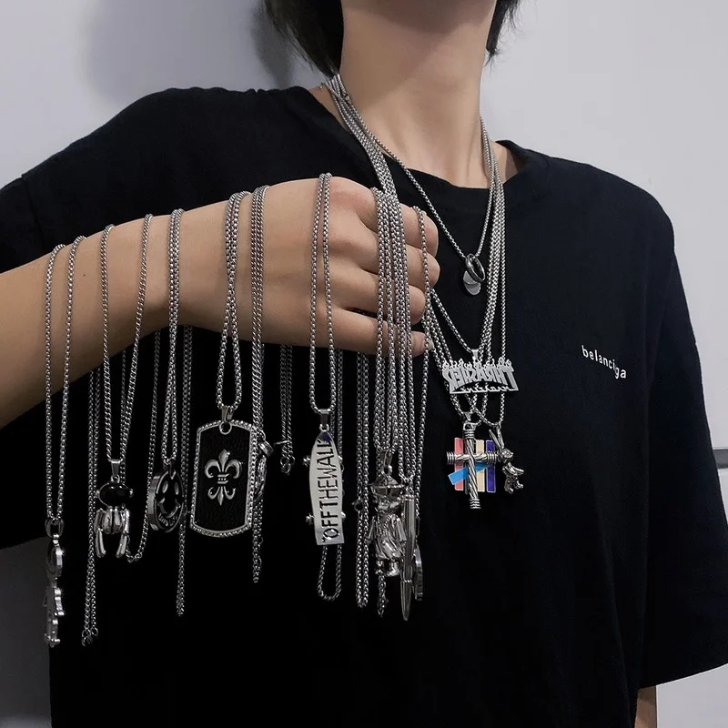 

Hip Hop Necklace INS Fashion Brand Letter Stainless Steel Pendant Long Sweater Chain Manufacturers Wholesale