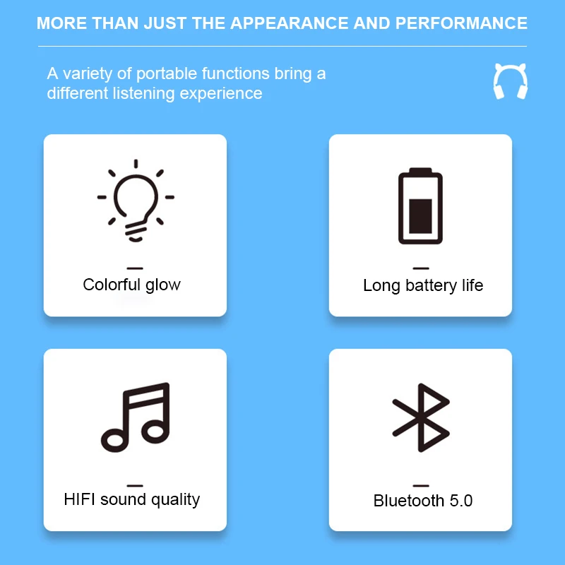 

NEW LED Cat Ear Wireless Headphones Metallic feel Earmuffs Headset Bluetooth 5.0 Kids Headset Support TF Card With Microphones