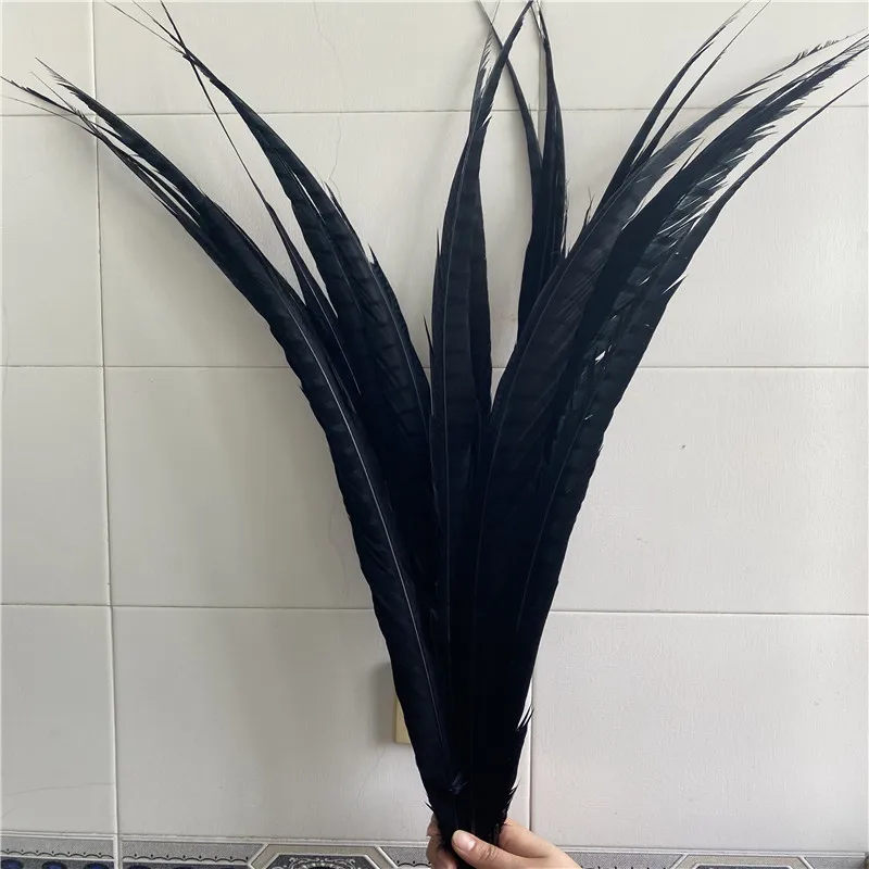 Plumas de fais&aacute;n negras para manualidades, 90-100cm/36-40 pulgadas, accesorios de decoraci&oacute;n de boda y fiesta, 20 unids/lote-0