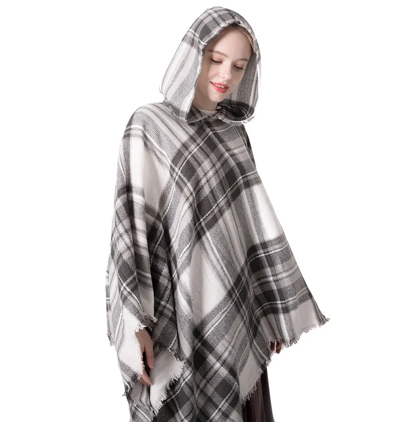 Spring Autumn and Winter in Europe America 2019 a new style of colorful Plaid cap capair conditioning Cape scarves | Аксессуары для