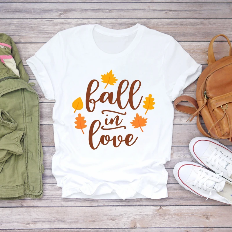 

Women Floral Leopard Fashion Fall Happy Thanksgiving Halloween Print Womens Graphic T T-shirts Top Shirt Female Tee T-Shirt
