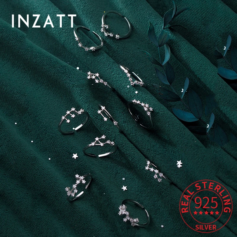 

INZATT Real 925 Sterling Silver Zircon Twelve constellations Ring For Fashion Women Party Cute Fine Jewelry Accessories Gift