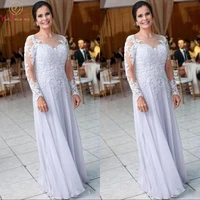 modest chiffon full sleeve mother dresses for wedding lace appliques sequins mother of the bride dress women formal wear