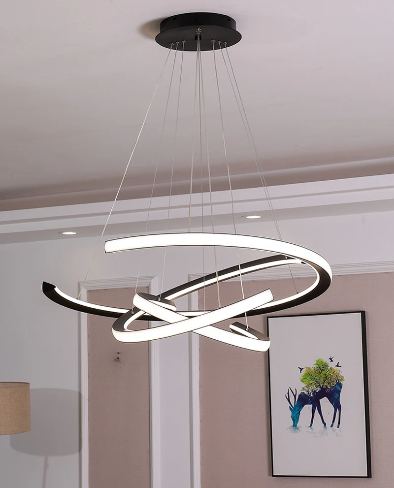 安い 現代のledペンダントライトダイニングルームバーrestanturantマット黒/白90-260vペンダントランプ器具ランプ