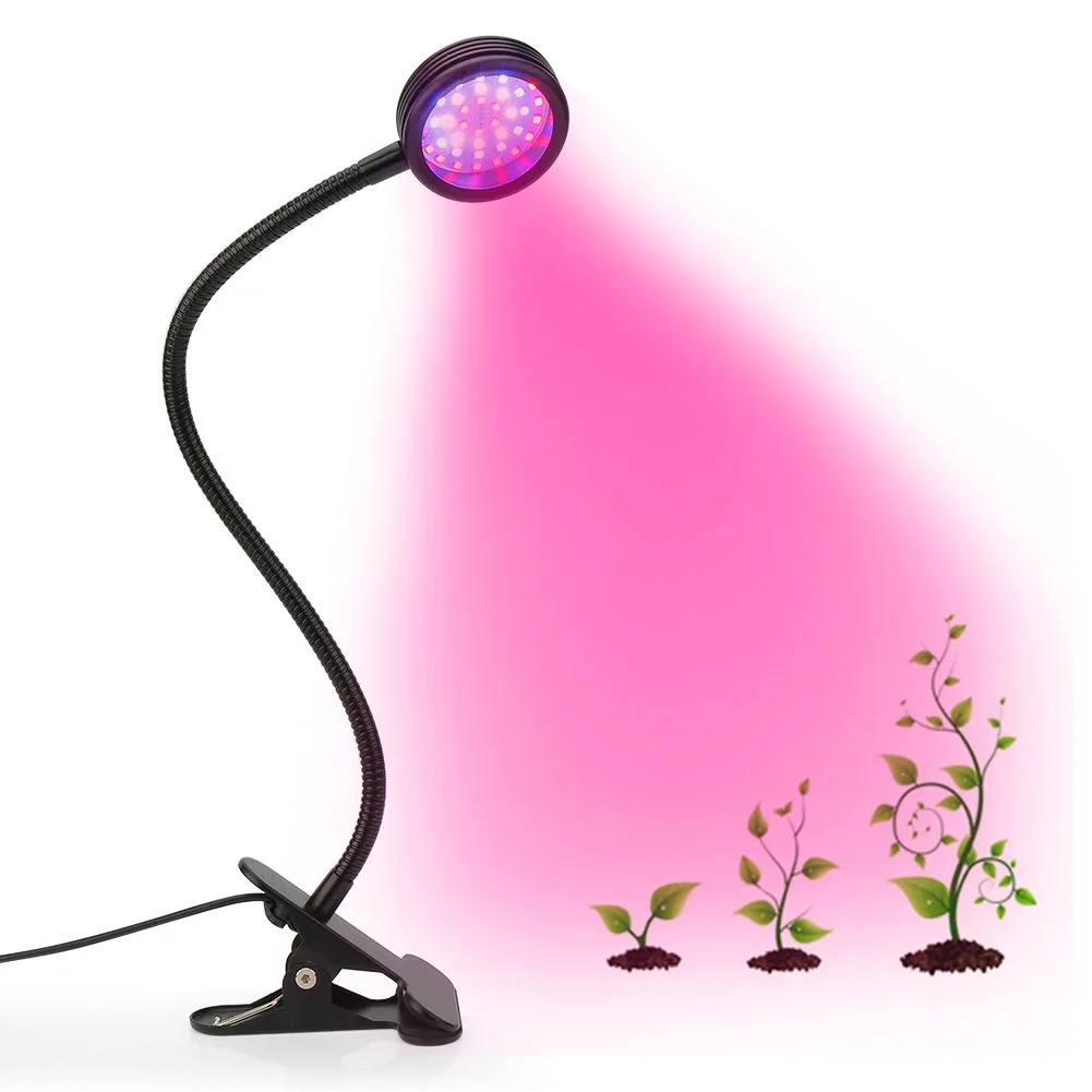 

6W Energy Saving Grow Light Clip On Durable Lamp Plant Indoor Flower Desk 44 LEDs Aluminum With Plug Adjustable