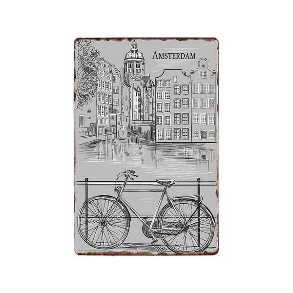 

Amsterdam Metal Sign Plaque Vintage Tin Poster Bar Decoration Metal Decorative Plates Shabby Chic Home Decor 20x30cm