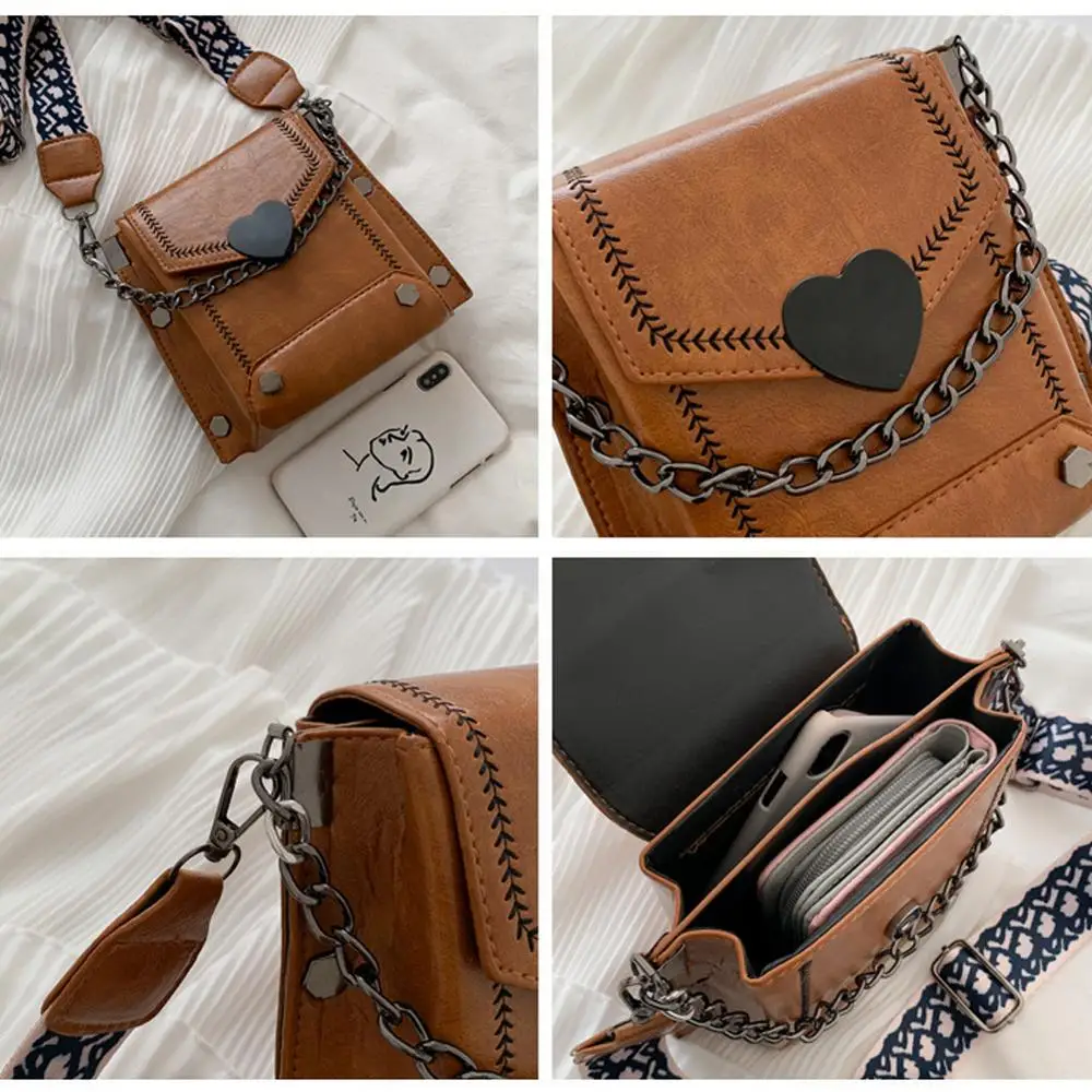 

Summer new mini handbags women fashion ins ultra fire retro wide shoulder strap messenger bag purse simple style Crossbody Bags