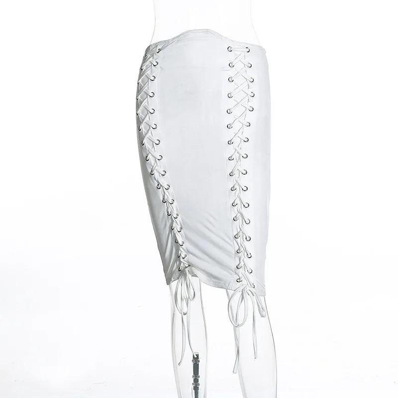 Юбка карандаш на шнуровке весна 2018 юбка с завышенной талией и перекрестной