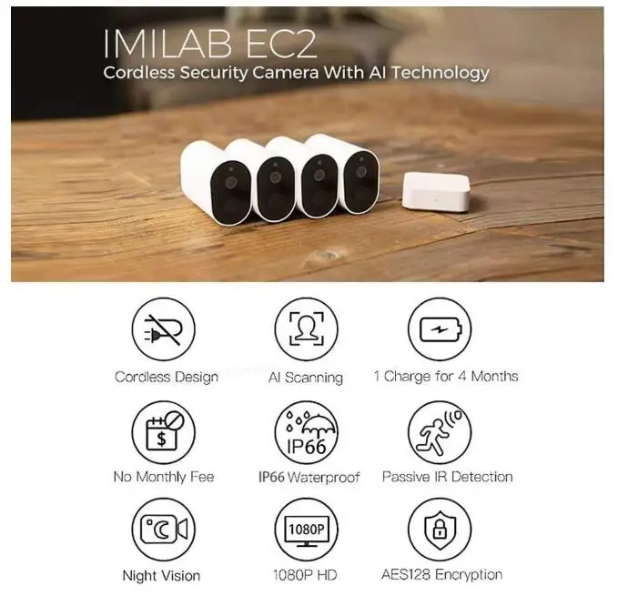 

Global Version IMILAB EC2 Camera Wireless With Battery Remote Voice Intercom Outdoor IP66 Waterproof Alarm Connectable Mi Home