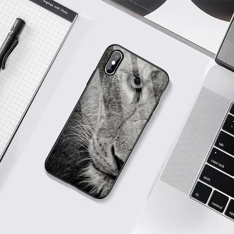 

Animal tiger lion leopard Phone Case Tempered glass For iphone 6 6S 7 8 plus X XS XR 11 12 mini PRO MAX