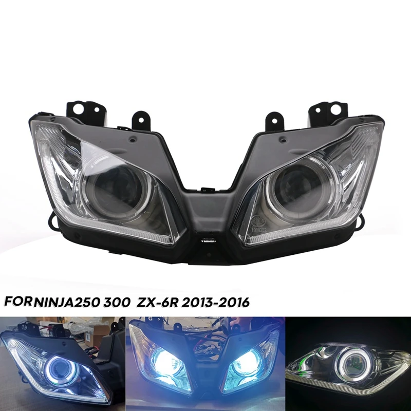 Angel Eye для Kawasaki NINJA 250 300 ZX6R ZX 6R NINJA250 NINJA300 HID проектор фара в сборе 2013-2015 2016 |