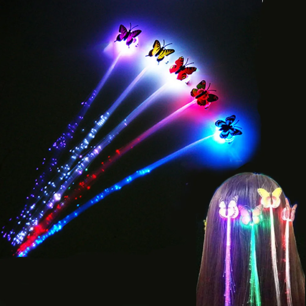 Красочные светящиеся Парики 40 см со светодиодной подсветкой в виде бабочки