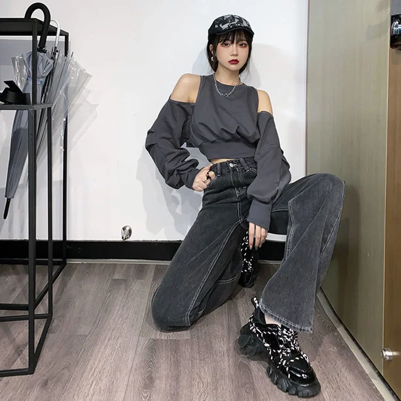 2023 High Waist Loose full length Mom Jeans For Women Plus Size Harajuku Straight Wide Leg Clothes trousers Boyfriend Jeans