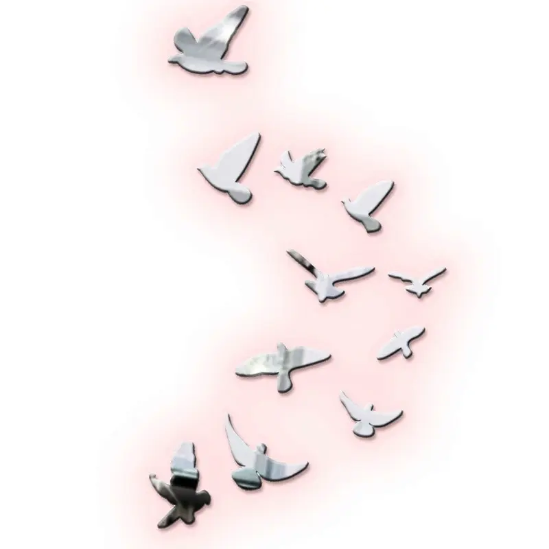 Зеркальная наклейка Голуби (размер большого голубя 19 Х 10 см.)