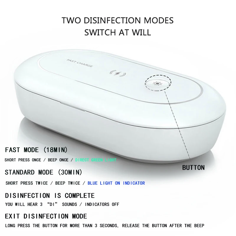 

New Wireless Charer UV Light Sterilization Sterilizer Box Toothbrush Mask Phone Sterilizer Disinfection Sterilization Box