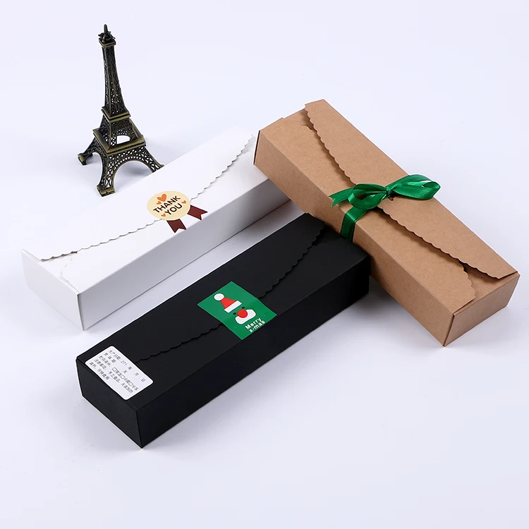 10 шт. Подарочная коробка из крафт-бумаги белый/черный/красный Макаруны длинная