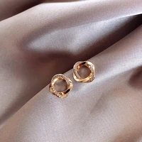 2020 new fashion contracted geometric circular fine crystal earrings design sweet small joker shiny women stud earrings jewelry