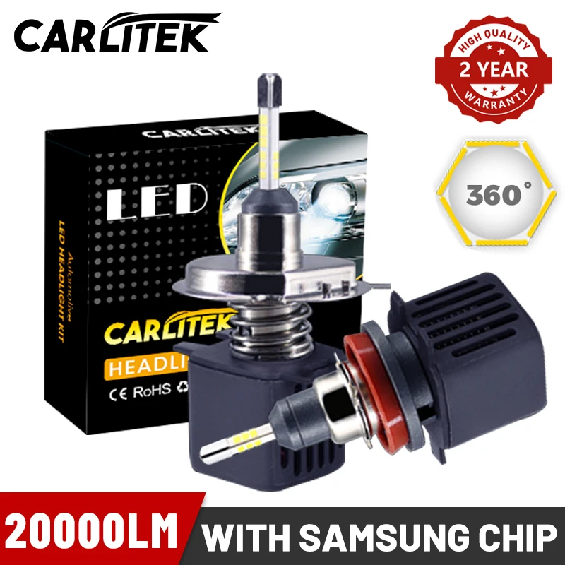 Carlitek H1 H4 H7 светодиодный фары лампы 20000LM H8 H9 H11 Автомобильные дальнего света HB4 9006 HB3