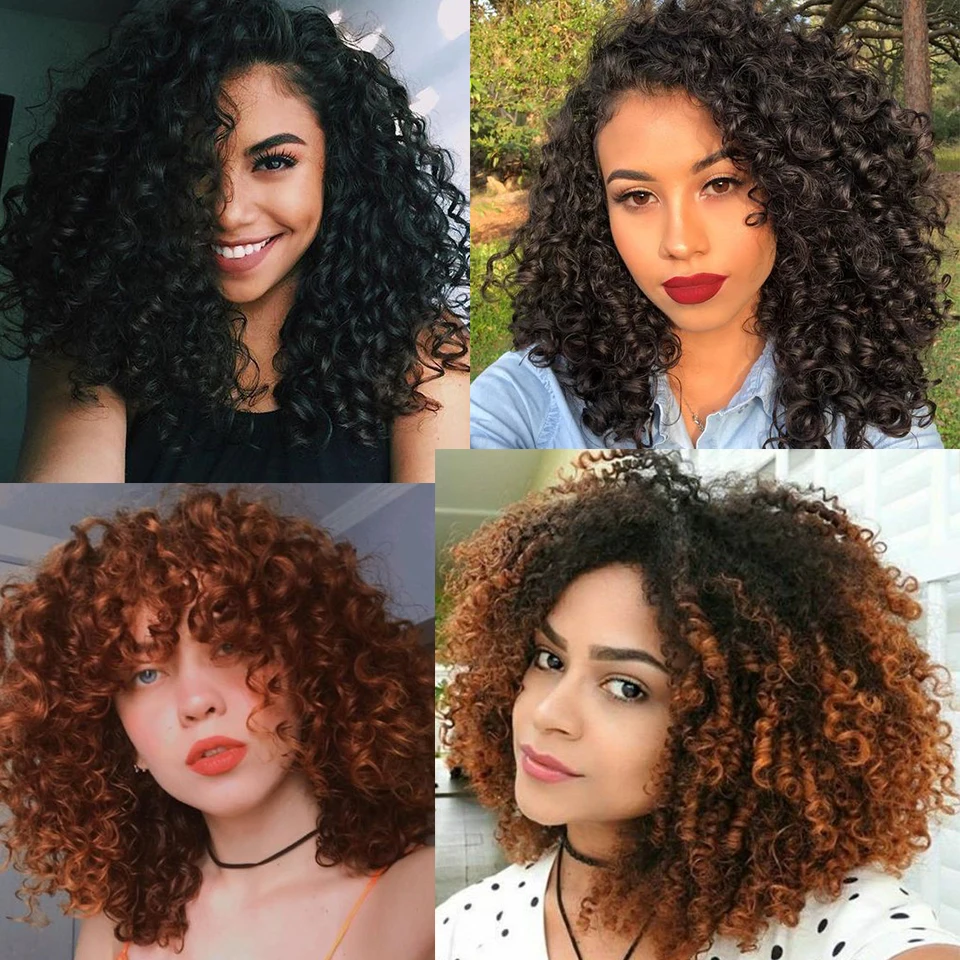 HOUYANBlack коричневый кудрявый парик из натуральных синтетических волокон высокой