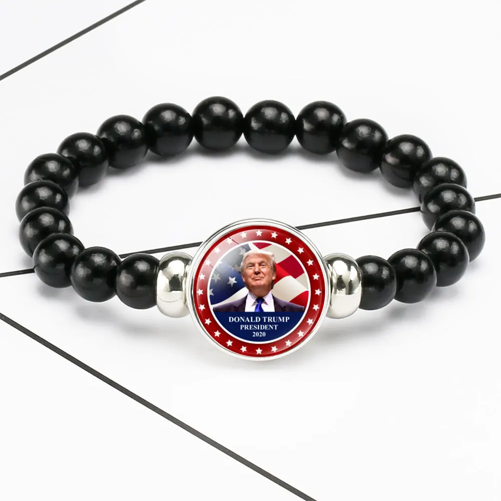 Vote Trump 19 Optional Black Bead Elastic Bracelets Must-have Weapons for Supporters Camp In The US Presidential Election 2020 | Украшения