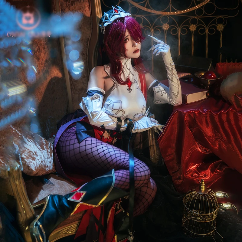 

Game Genshin Impact Cosplay Rosaria Costumes Anime Project Accessories Sexy Queen Set Halloween Tops Turban Stockings Gloves