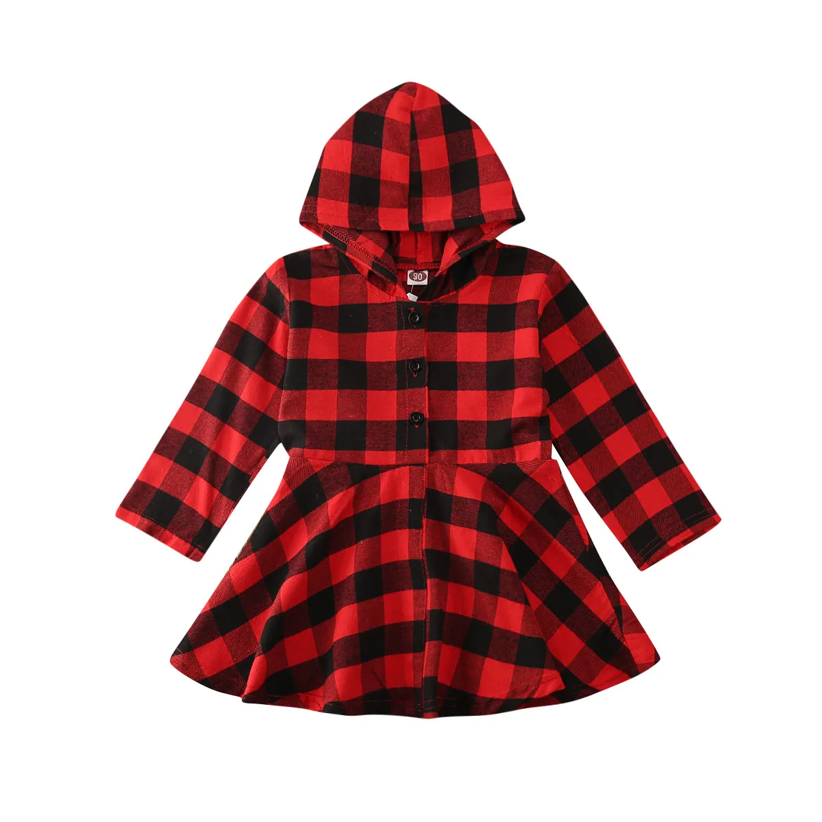 Рождественские платья для маленьких девочек весенний наряд с пуговицами и