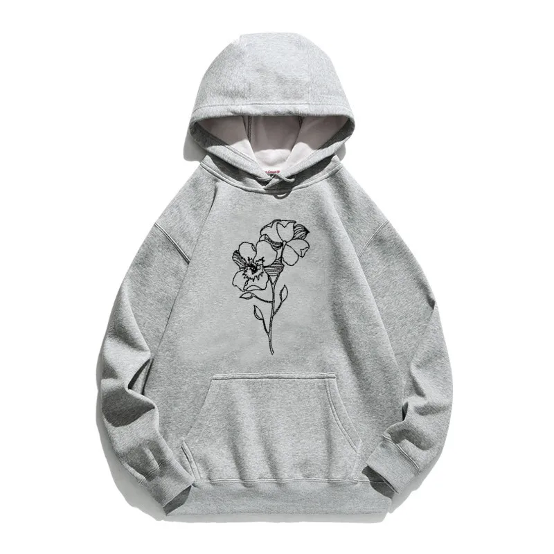 

Women Hoodie Rose Printed Hoodies Women Fleece Long Sleeve Loose Sweatshirt with Hat Girls Pullovers Winter