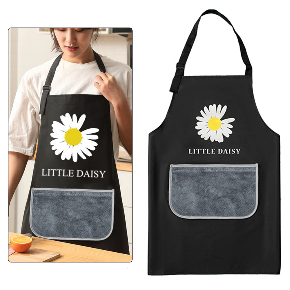 

Kitchen Apron Dress With Removable Hand Towel Household Waterproof Adjustable Adults Aprons For Woman Cooking Baking Accessories