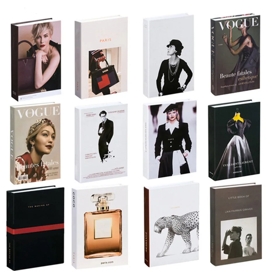 

Modern Simulation Fashion Book Home Decor Club Hotel Model Room Study Soft Fake Book Decoration for Women's Living Room Props