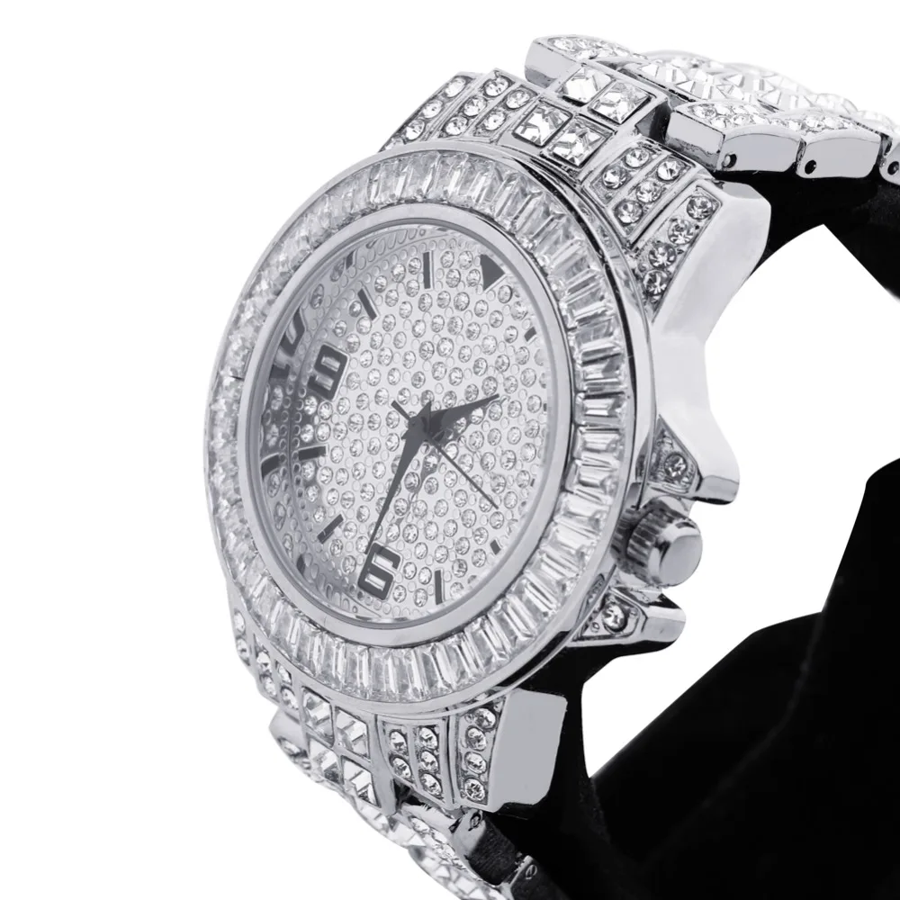 GUCY AAA ICED OUT хип-хоп наручные часы с микро pave CZ браслет из нержавеющей стали Прямая поставка