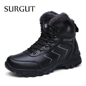 SURGUTМужская обувь; Зимняя обувь; Модные теплые зимние ботинки размера плюс Водонепроницаемый обувь мужские туфли; Дышащая обувь; Зимние ботинки из искусственной кожи