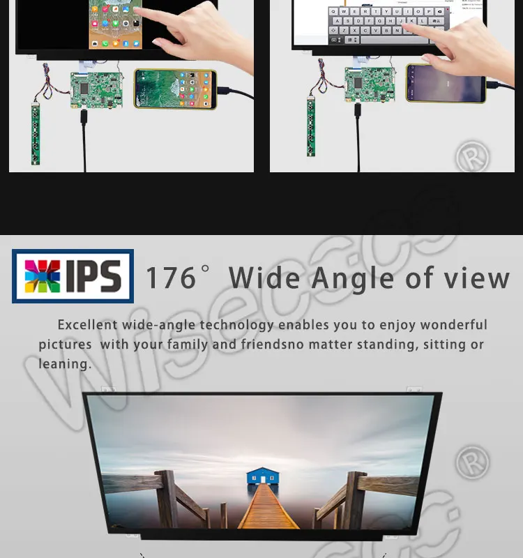 Wisecoco 15,6 дюймов 1920x1080 FHD ips ЖК-экран сенсорный дисплей HDMI EDP 40 Pin type C привод плата HDR динамик Earpho мобильный телефон