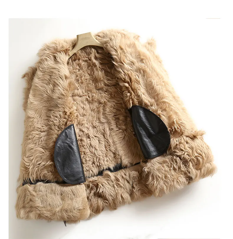 Пальто из натурального овечьего меха Женская куртка натуральной кожи с