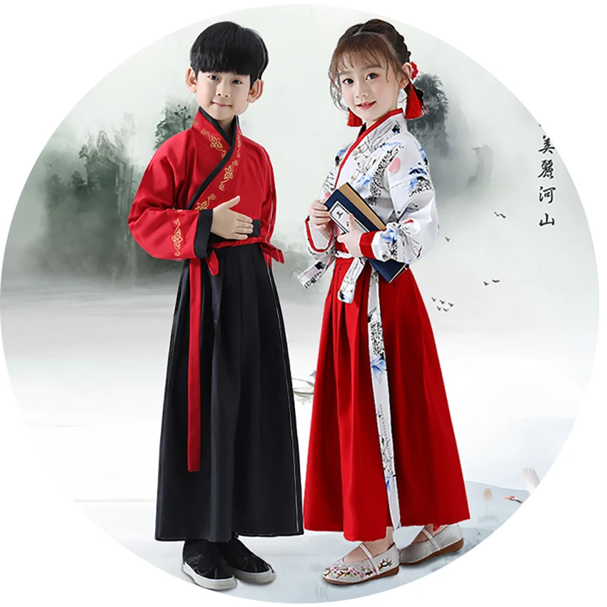 Crane Hanfu, Древний китайский костюм для детей, нарядное платье династии Тан, народное платье, Стильный Танцевальный Костюм, праздничная одежда для сцены