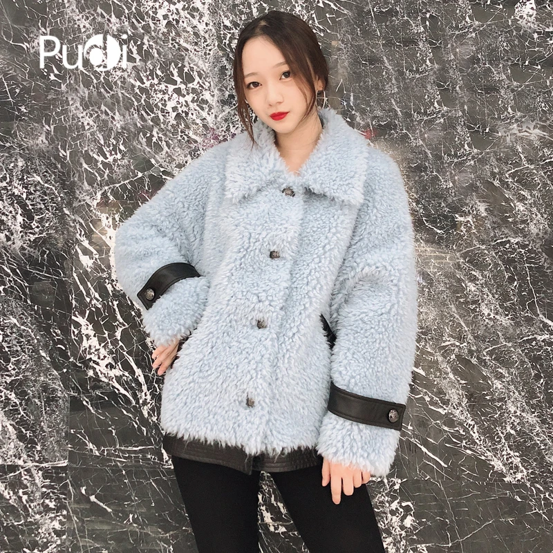 PUDI TX107204 женская зимняя натуральная шерсть мех внутри негабаритная теплая куртка пальто Женская Классическая куртка, пальто