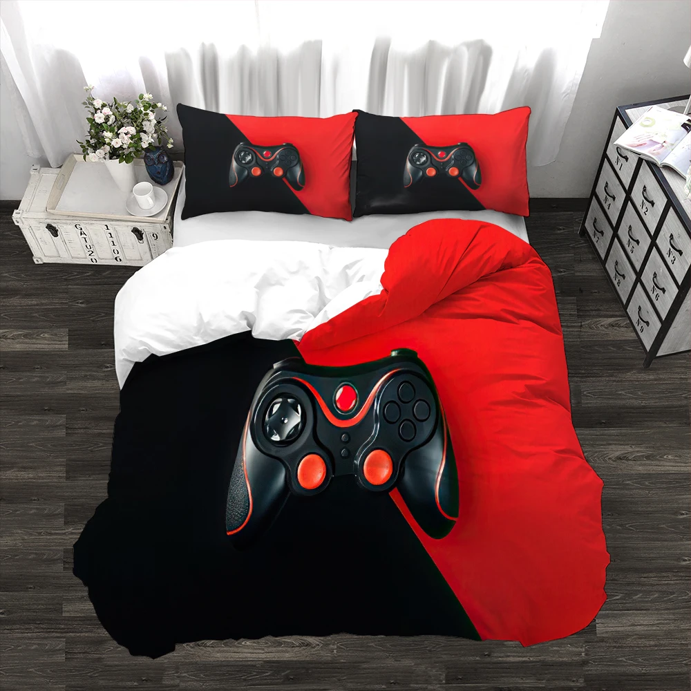 

3pcs Duvet Cover Set Customizable Polyester Stylish Durable Gamepad Gaming Switch Style Comforter Bedding Set AU US UK Size