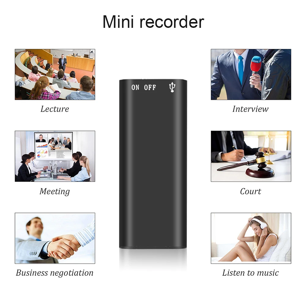 Профессиональный цифровой диктофон Kebidumei Mini 8 ГБ перезаряжаемый + MP3 плеер с