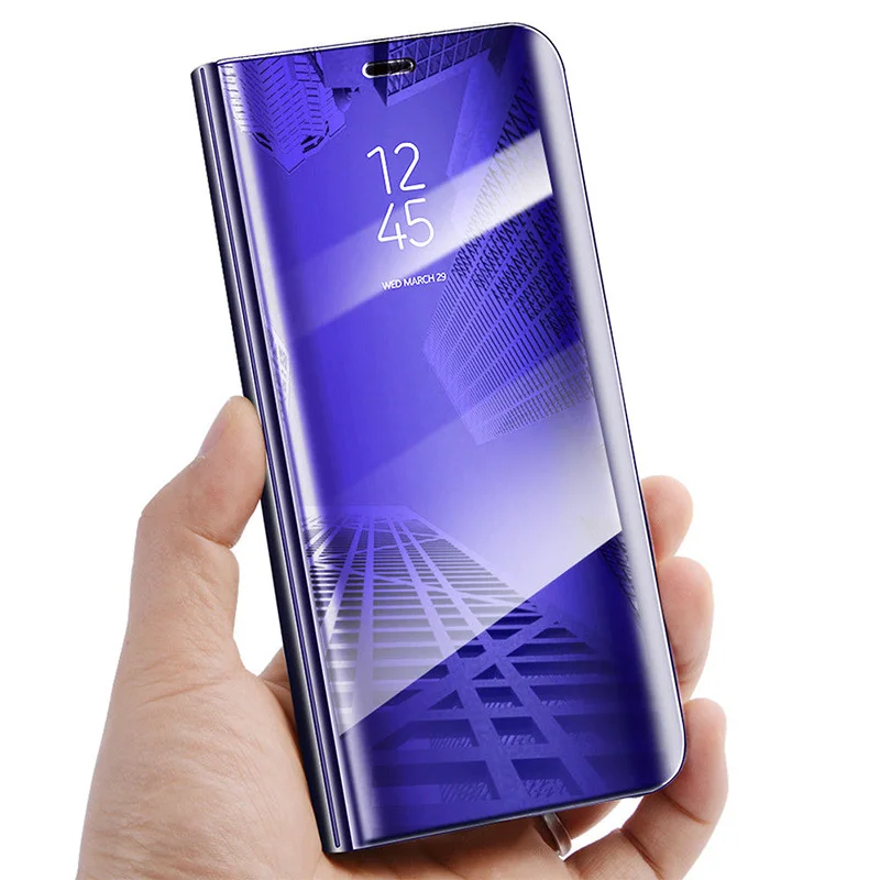 Фиолетовый 360 Полное покрытие зеркальное покрытие флип чехол для huawei Honor 7A Dua L22 AUM AL20 L29 защитный чехол для мобильного телефона для 8A 7C Pro 8C 8X - Цвет: Фиолетовый