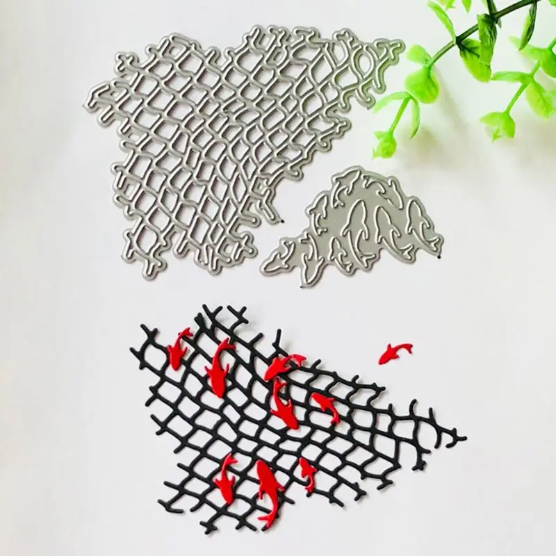 

Carbon Steel Cartoon Fishing Net Fish Cutting Die Embossing Stencil Template Mold DIY Paper Art Craft Scrapbook Bookmark