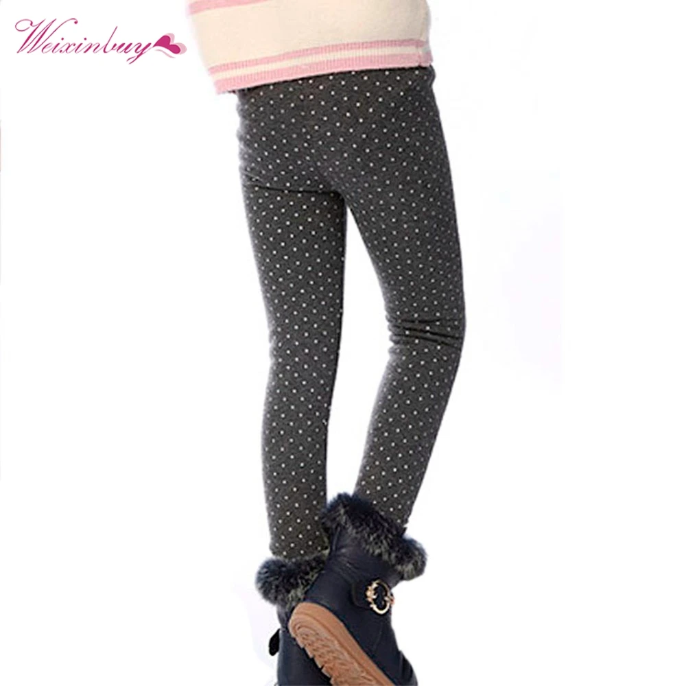 Зимние меховые леггинсы для девочек детские штаны плотные эластичные хлопковые