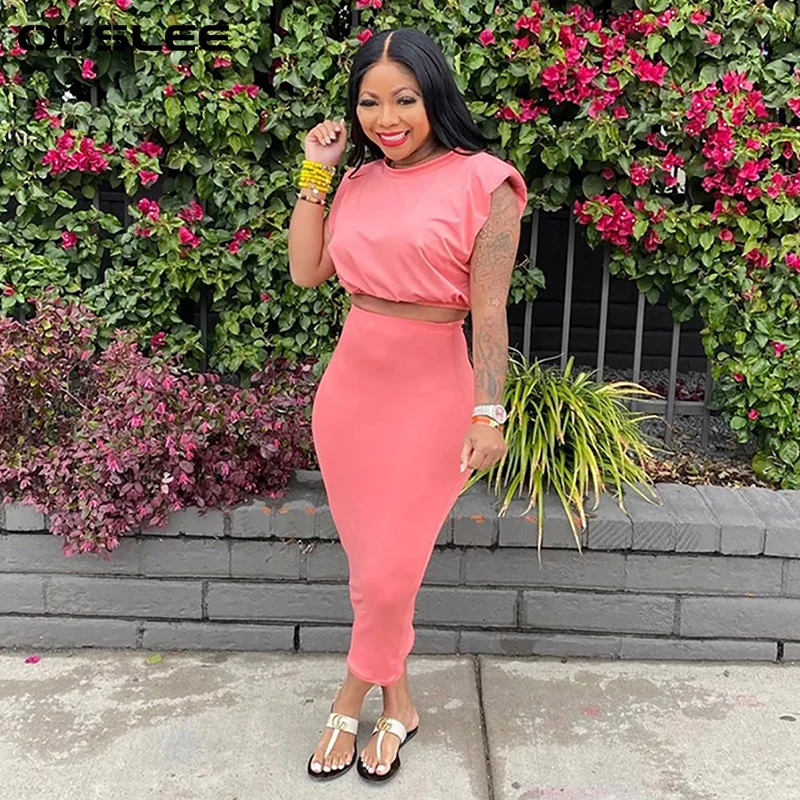 OUSLEE летний женский комплект из 2 предметов юбка модная уличная одежда кроп топ