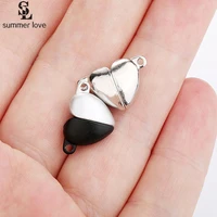 10 setslot heart shaped strong magnetic connected clasps beads charms for couple bracelet necklace making jewelry findings