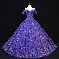 new vestidos shiny sequin quinceanera dresses off the shoulder party dress luxury prom ball gown real photo robe de bal
