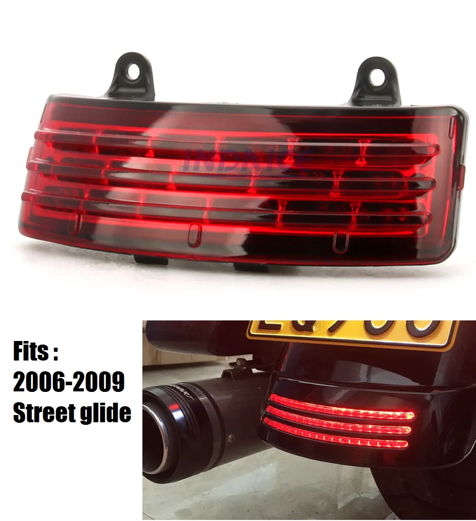 

Tri-Bar Light Upgrade rear fender trim red tail lights for 2006-2009 Street Glide FLHX EFI FLHXI 2006 rear Fender Skirt lighting