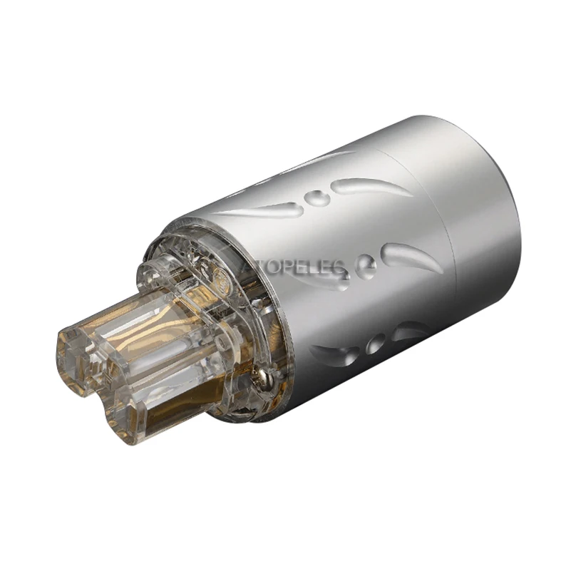 VIBORG Clear Aluminum Shell 3u" 24K Gold Plated 99.998% Pure Red Copper Schuko EU Male Plug/ IEC Female Power Connector HiFi 512 |